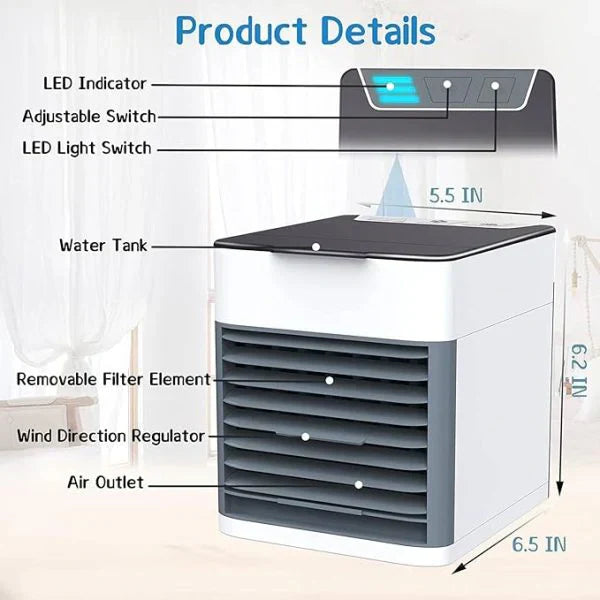 Portable Air Conditioner Fan, LED Lamp, Humidifier and Purifier 4 in 1