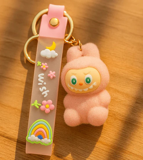 Labubu - Wish & Fuzz Rainbow Wrist‑Strap Keychain