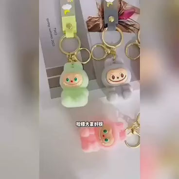 Labubu - Wish & Fuzz Rainbow Wrist‑Strap Keychain