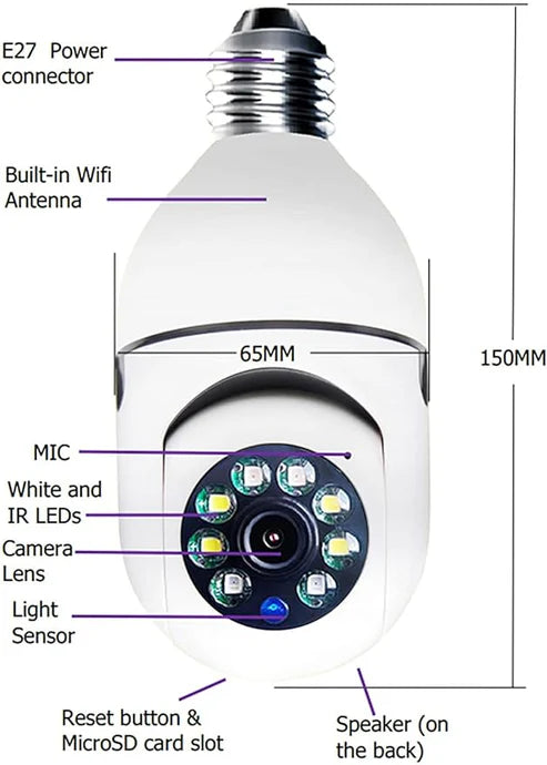 Security Bulb Camera with LED Lights